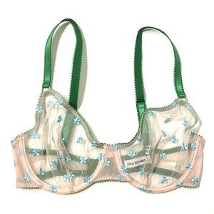 Dora Larsen Sheer Daisy Embroidered Bra 32DD